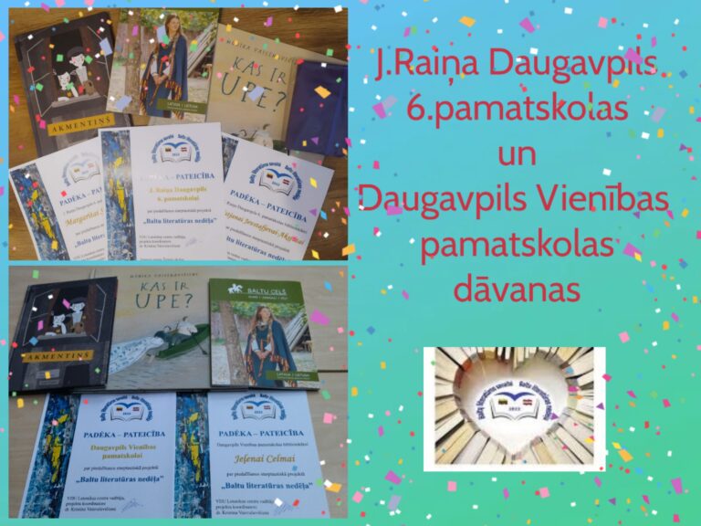 Pateicības par piedalīšanos projektā “Baltu literatūras nedēļa”