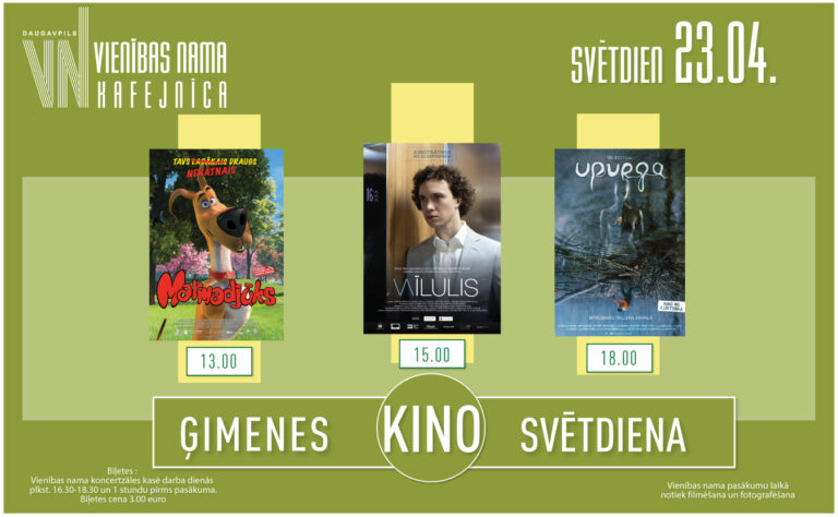 Vienības nams aicina uz Ģimenes kino svētdienu aprīlī