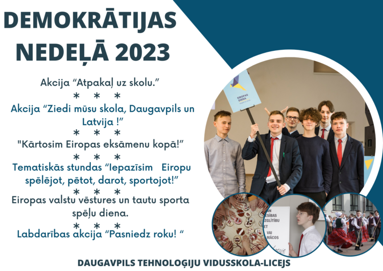 Pasākumi un aktivitātes Daugavpils Tehnoloģiju vidusskolā-licejā Demokrātijas nedēļā