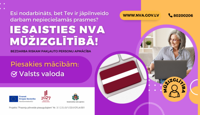 Strādājošajiem iespēja pilnveidot latviešu valodas zināšanas NVA mūžizglītībā