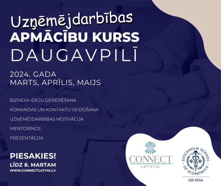Jauniešus un ikvienu interesentu aicina pieteikties uzņēmējdarbības kursam Daugavpilī