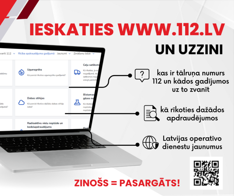 INFORMĒ, SAŅEM UN UZZINI ar jauno lietotni “112 Latvija” un tīmekļvietni www.112.lv!