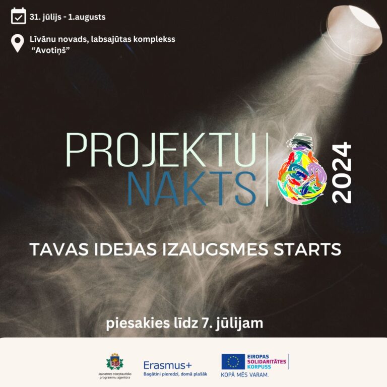 Pagarināta pieteikšanās jauniešu vasaras piedzīvojumam “Projektu nakts 2024”