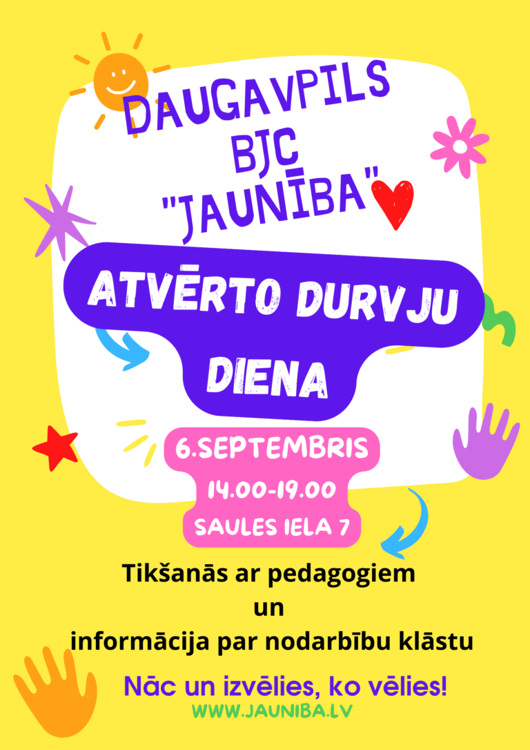 Daugavpils pilsētas Bērnu un jauniešu centrs “Jaunība” aicina!