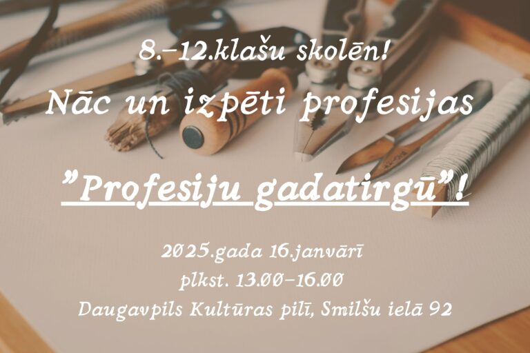 Jauniešus aicina apmeklēt pasākumu “Profesiju gadatirgus”