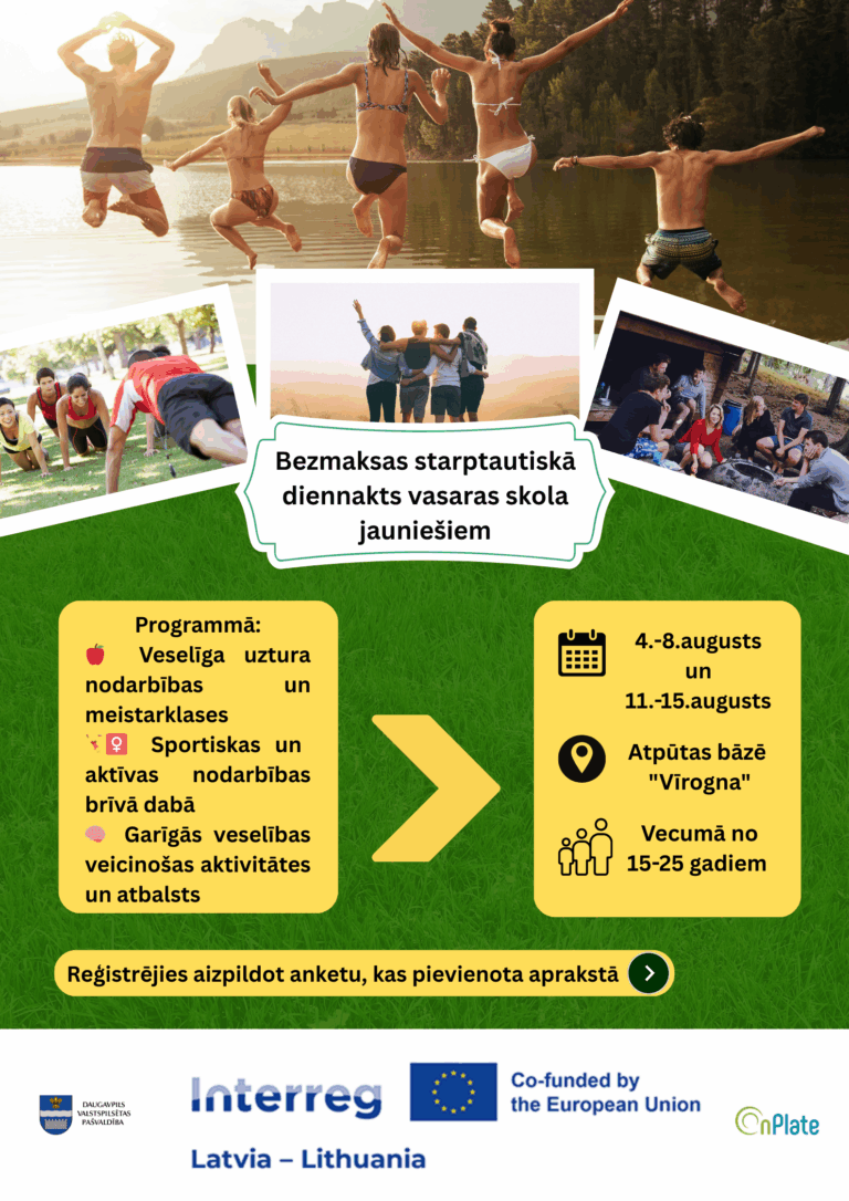 Starptautiskās veselīga dzīvesveida veicināšanas vasaras skolas jauniešiem projekta ActiHealth ietvaros