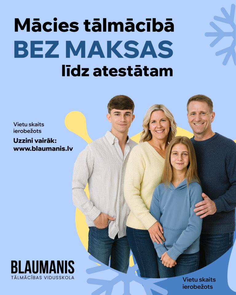 Tālmācības vidusskolā “Blaumanis” notiek ziemas uzņemšana
