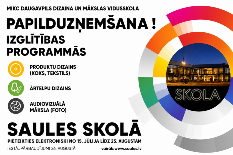 Saules skolā turpinās papilduzņemšana profesionālās mākslas un dizaina izglītības programmās