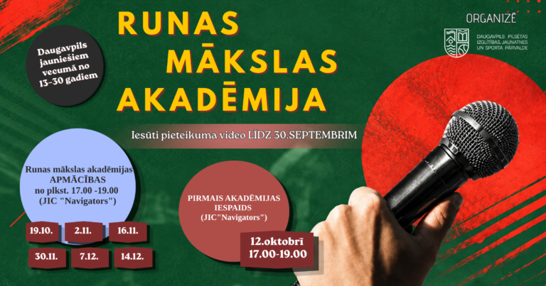 Iespēja Daugavpils jauniešiem attīstīt uzstāšanās un runas prasmes “Runas mākslas akadēmijā”